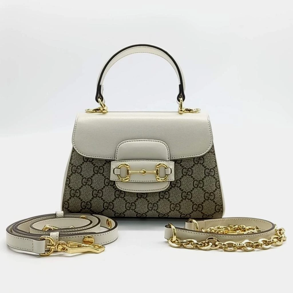 商品[二手商品] Gucci|Gucci Beige Cream Canvas and Leather Horsebit 1955 Mini Bag,价格¥13333,第1张图片