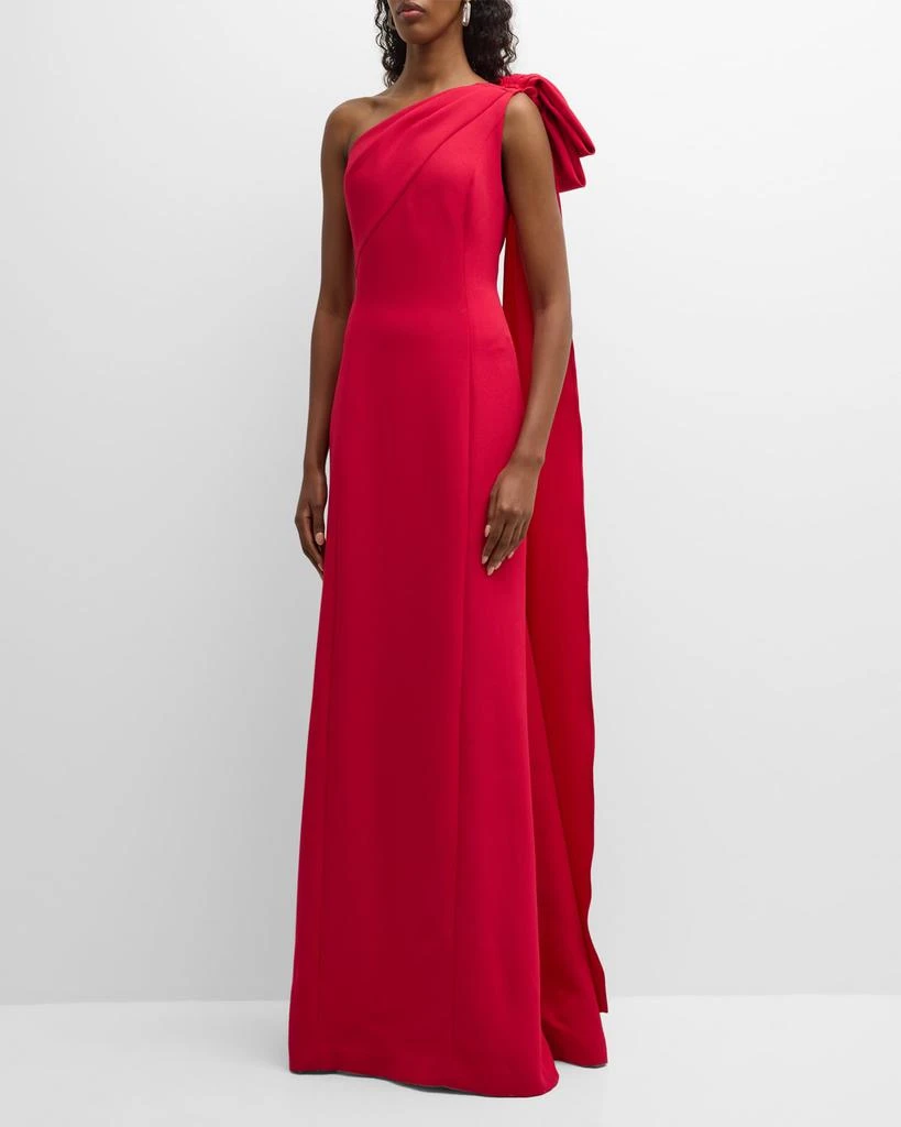 商品Teri Jon|One-Shoulder Draped Crepe Gown,价格¥2872,第3张图片详细描述