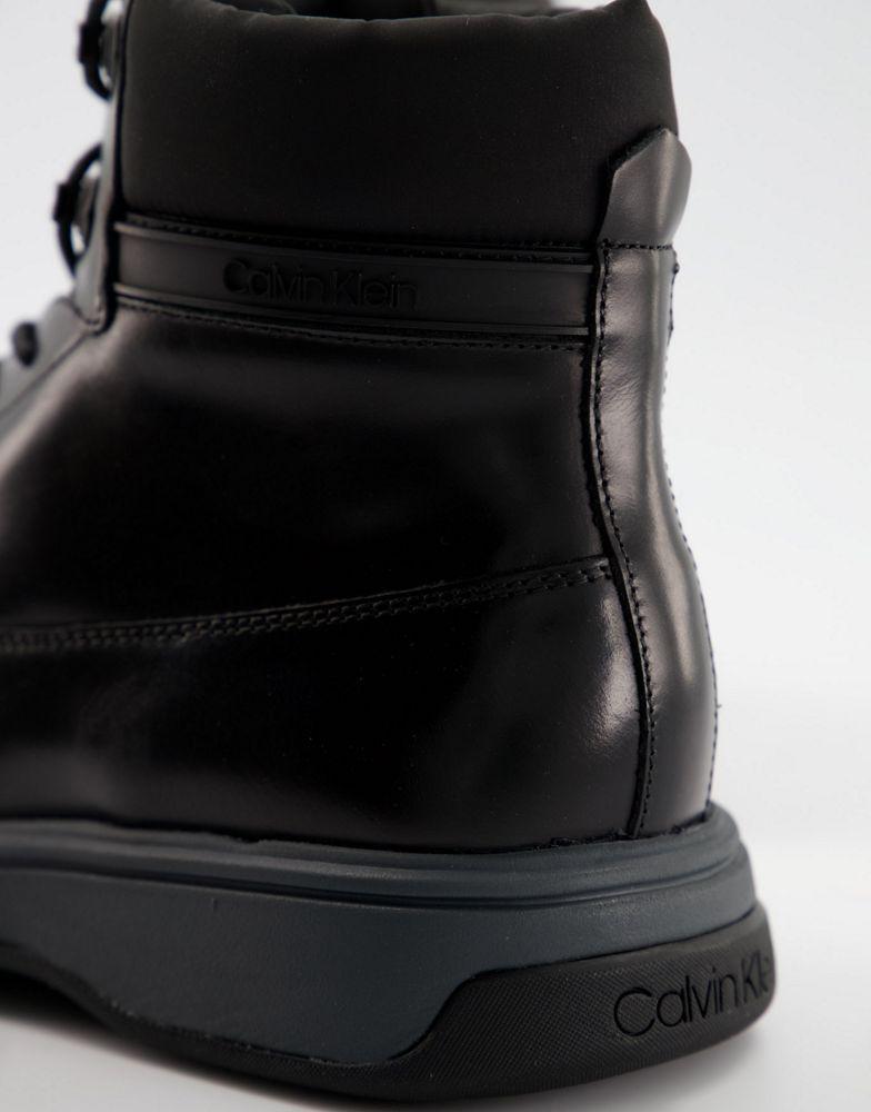 商品Calvin Klein|Calvin Klein phyfe lace up boots in black leather,价格¥602,第6张图片详细描述