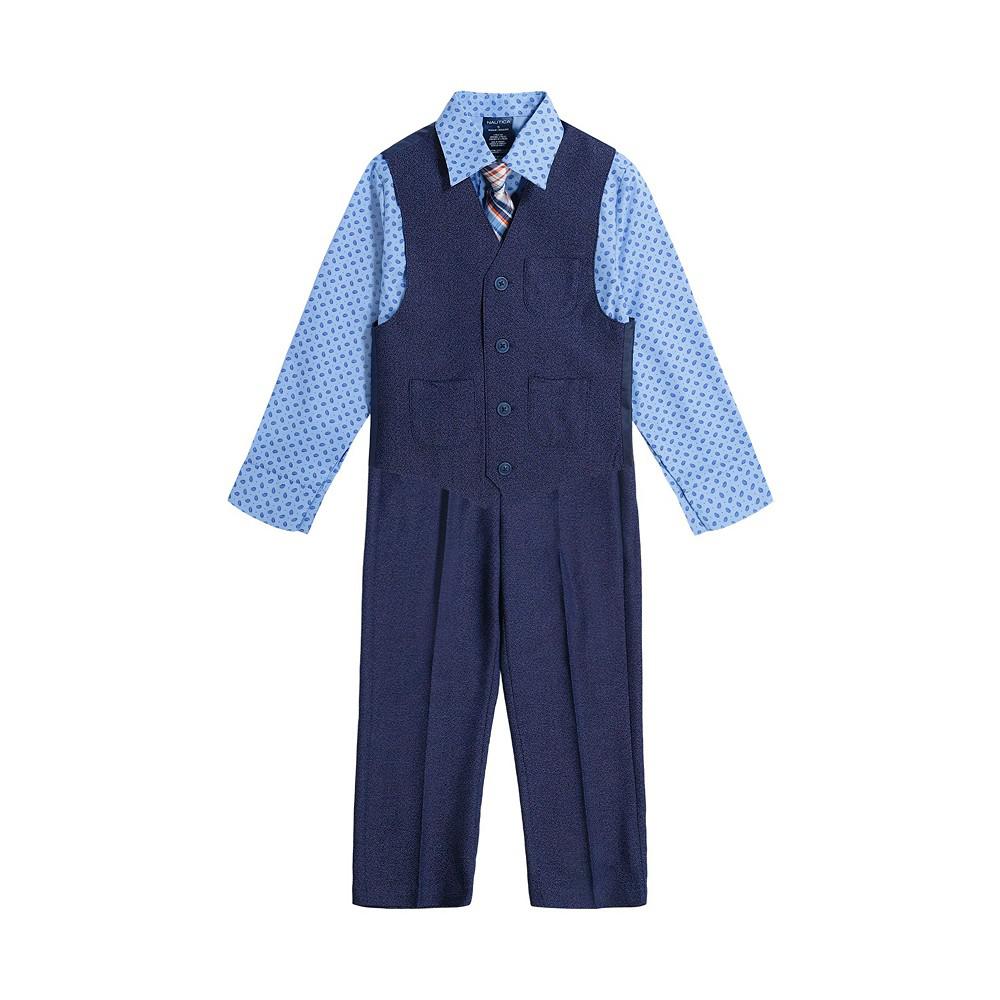 Little Boys Long Sleeve Twist Texture Vest Set, 4 Piece商品第2张图片规格展示