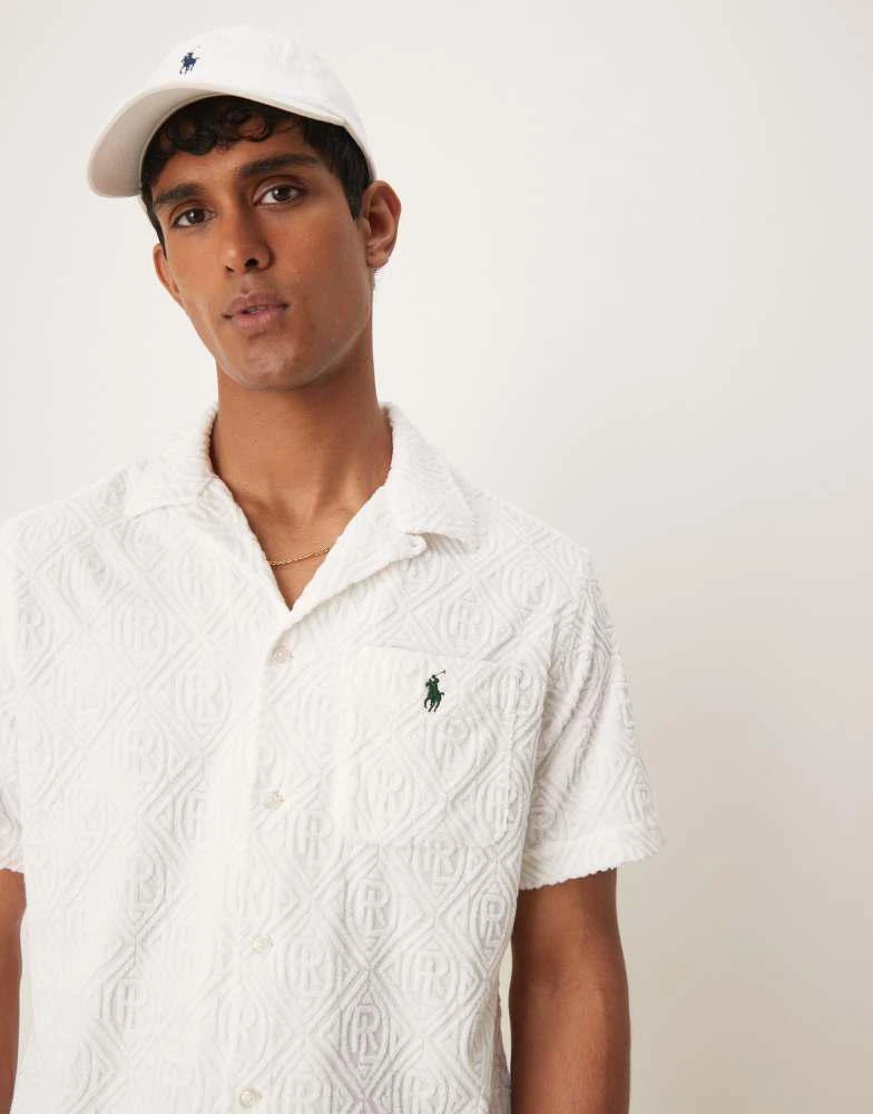 商品Ralph Lauren|Polo Ralph Lauren Wimbledon capsule jacquard terry polo in white,价格¥1978,第1张图片