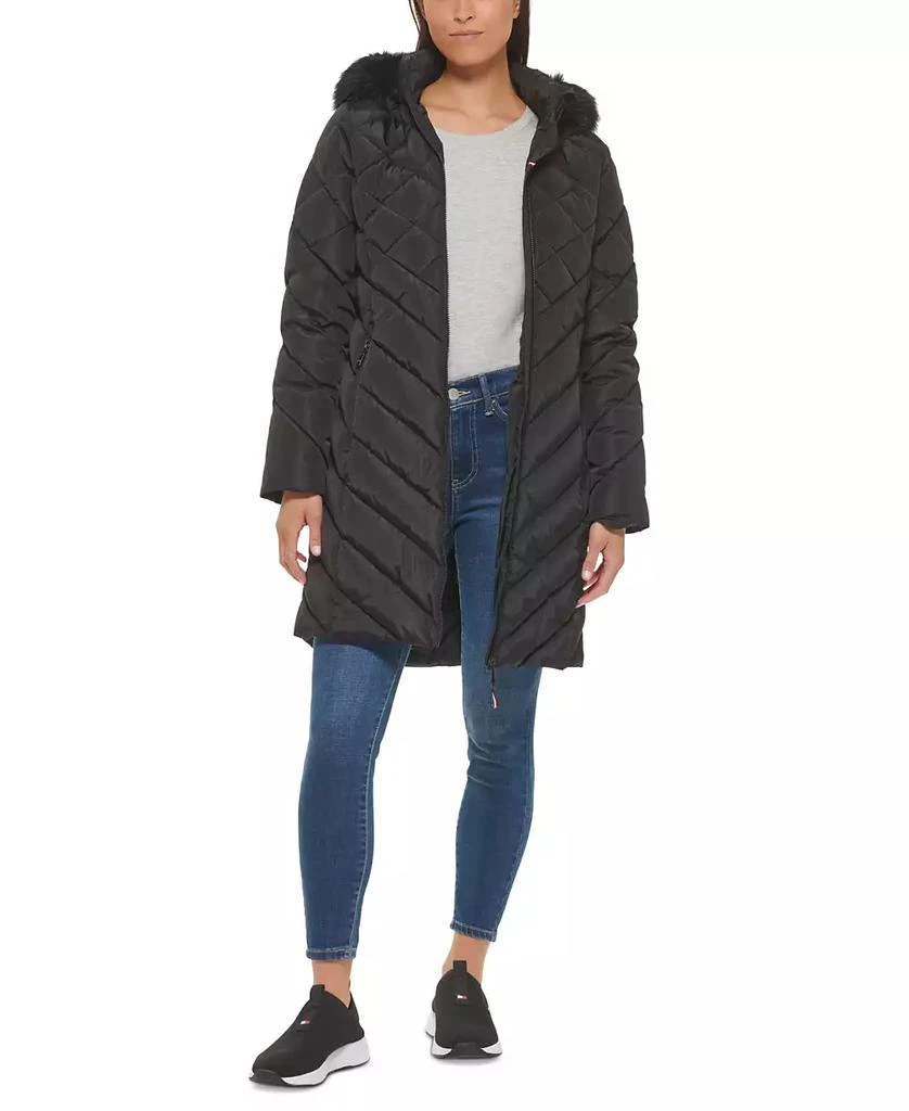 商品Tommy Hilfiger|Women's Faux-Fur-Trim Hooded Puffer Coat,价格¥709,第1张图片