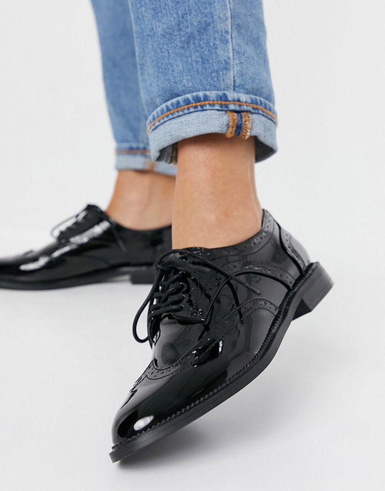ASOS DESIGN More flat lace up shoes in black商品第2张图片规格展示