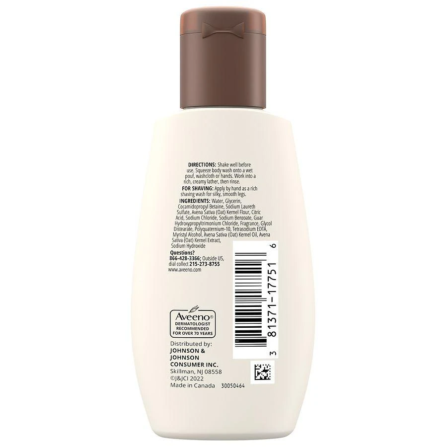 商品Aveeno|Daily Moisturizing Dry Skin Body Wash, Prebiotic Oat, Travel Size,价格¥25,第3张图片详细描述