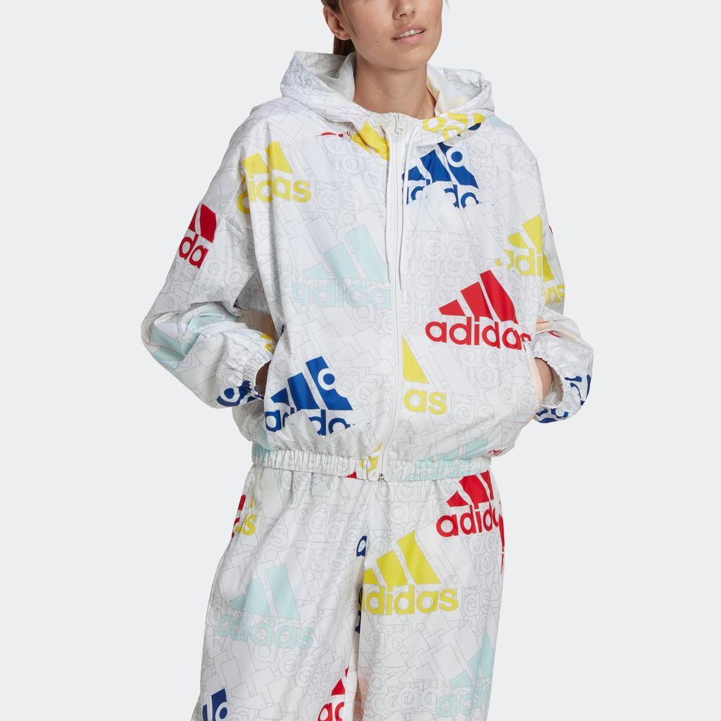 商品Adidas|Women's adidas Essentials Multi-Colored Logo Loose Fit Windbreaker,价格¥356,第1张图片