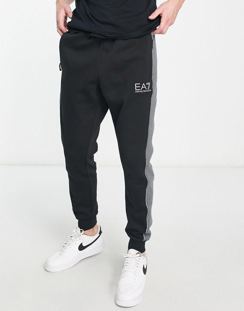 Armani EA7 side stripe track joggers in black商品第3张图片规格展示