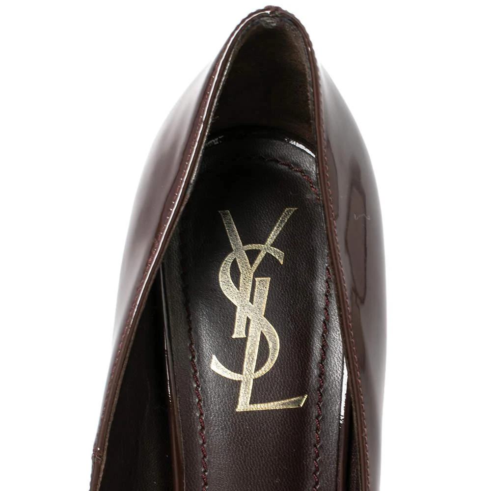 Saint Laurent Dark Brown Patent Leather Tribtoo Platform Pumps Size 38 商品