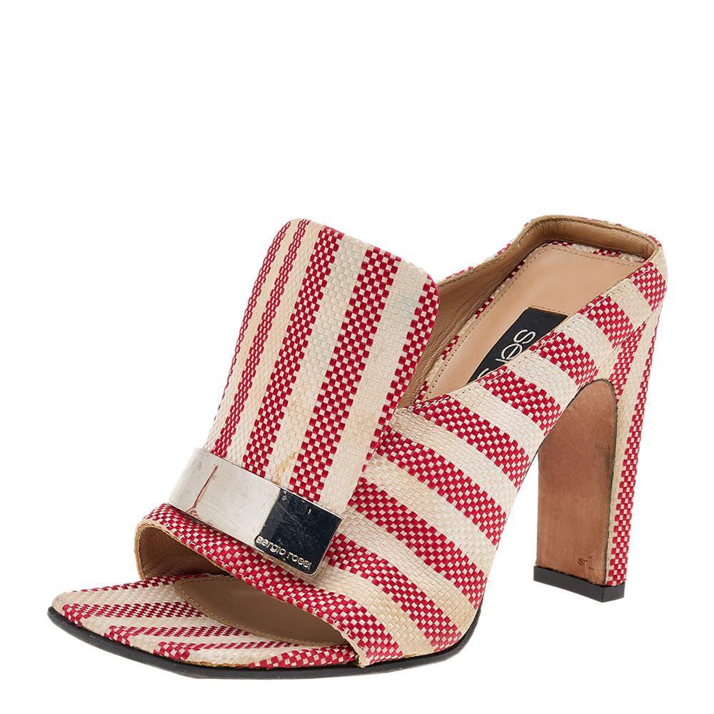 商品[二手商品] Sergio Rossi|Sergio Rossi Multicolor Striped Fabric Slide Sandals Size 36,价格¥1406,第1张图片