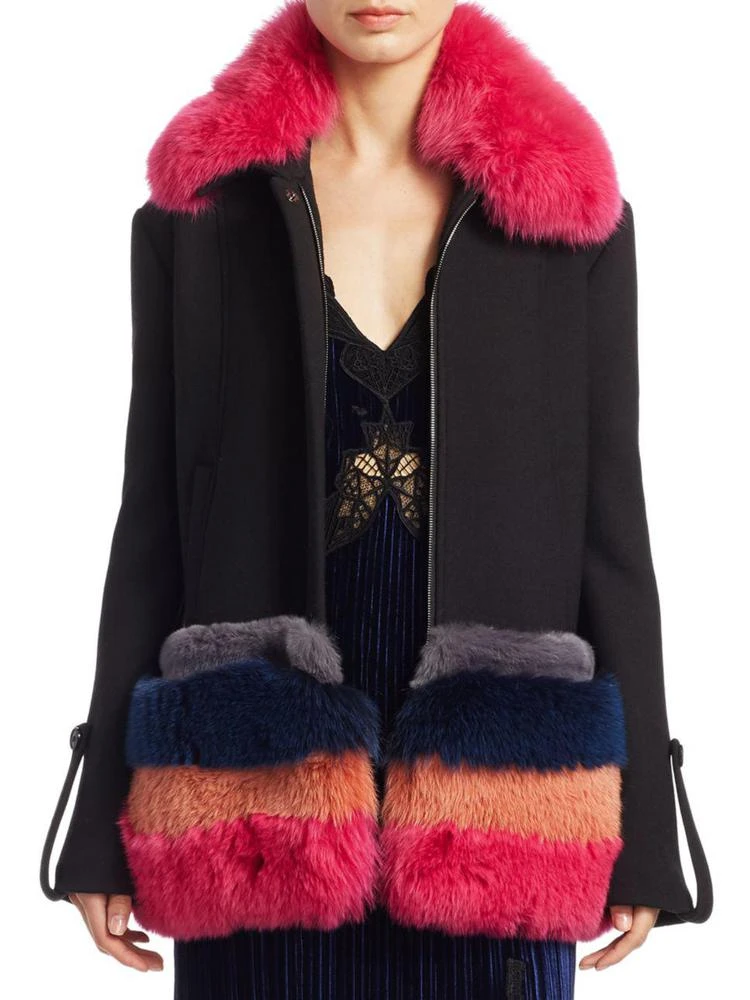 商品Tanya Taylor|Poppy Colorblock Fur and Wool Coat,价格¥6736,第1张图片