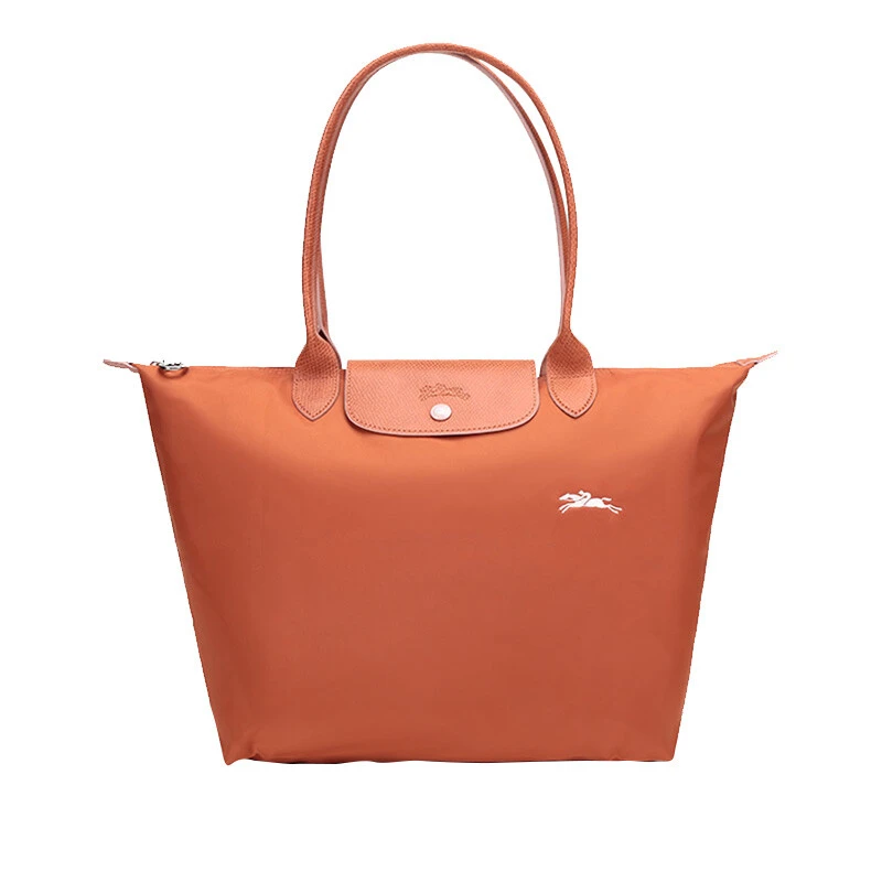 商品Longchamp|LONGCHAMP 珑骧 女士织物大号长柄可折叠女包手提单肩包包 铁锈红 L1899619P39,价格¥771,第1张图片