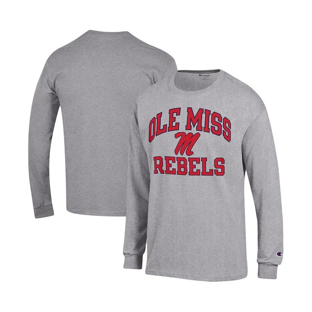 商品CHAMPION|Men's Heather Gray Ole Miss Rebels High Motor Long Sleeve T-shirt,价格¥236,第1张图片
