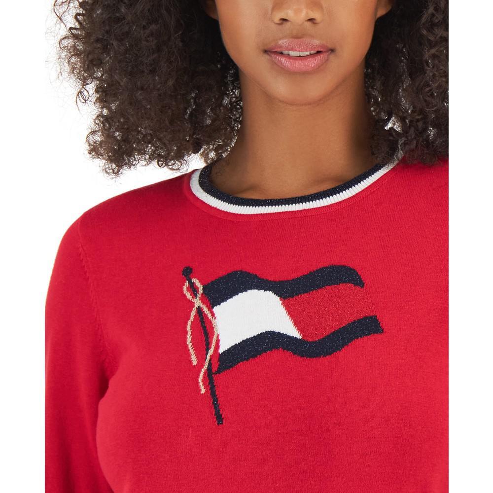 商品Tommy Hilfiger|Women's Lucy Flag Lurex Cotton Sweater,价格¥210-¥292,第5张图片详细描述