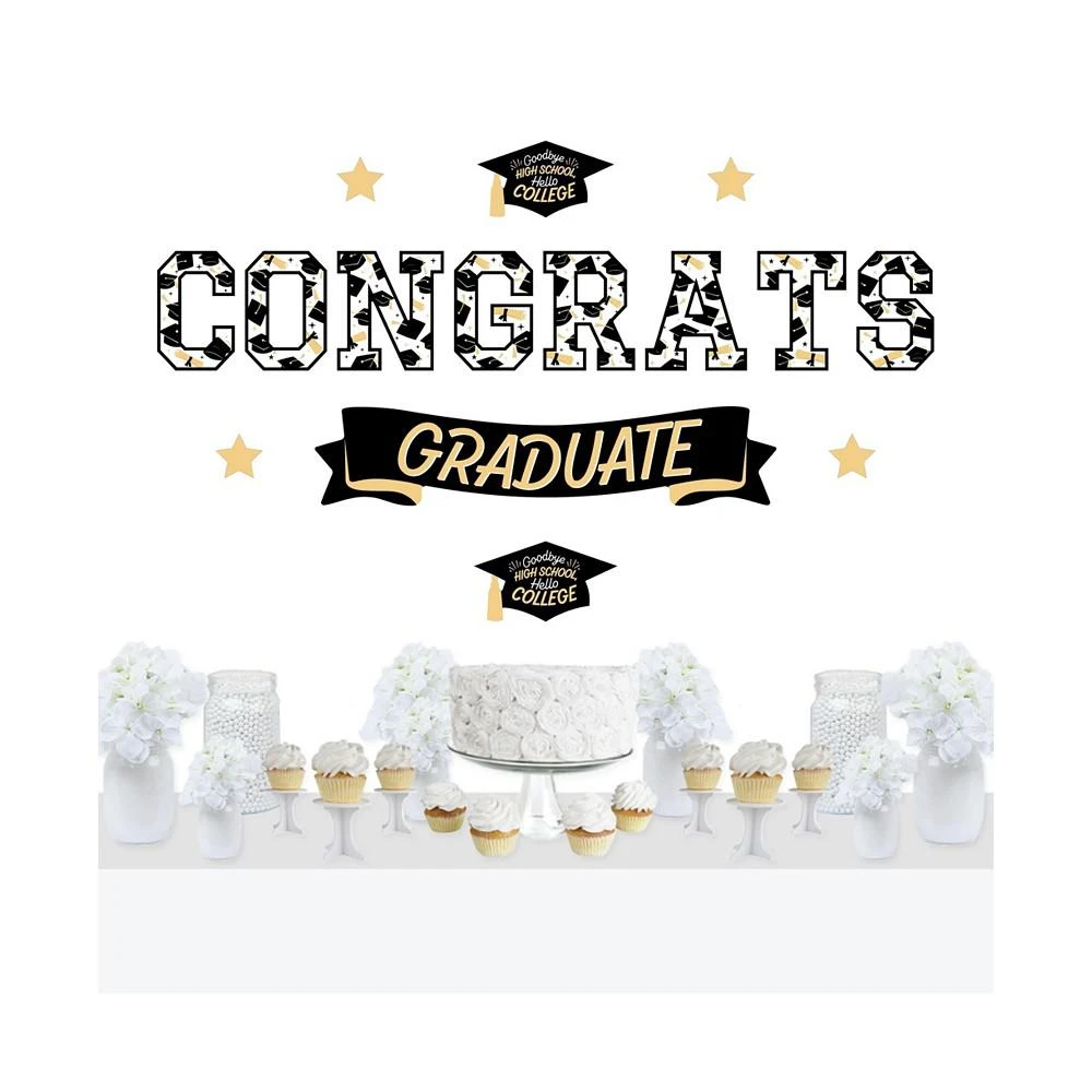 商品Big Dot of Happiness|Goodbye High School, Hello College Peel & Stick Graduation Wall Decals Backdrop,价格¥261,第1张图片