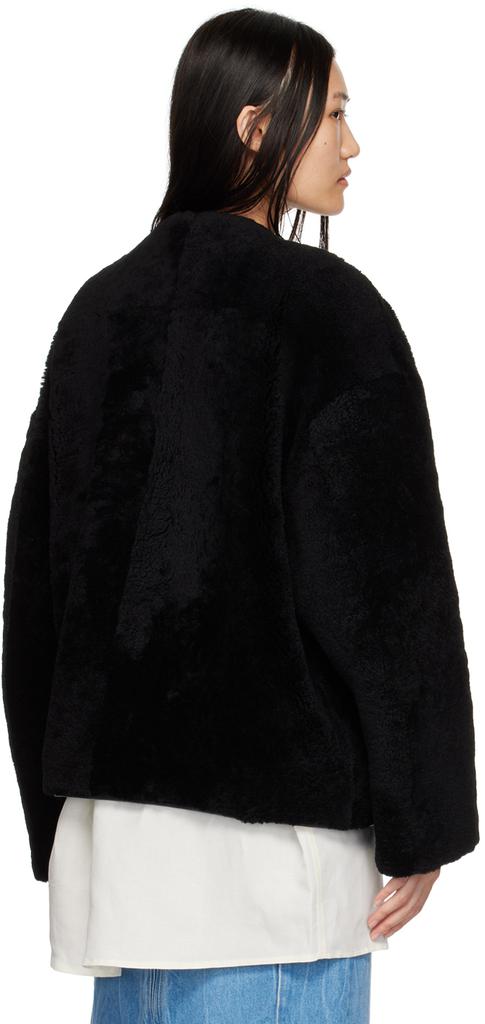 Black Teddy Shearling Jacket商品第3张图片规格展示