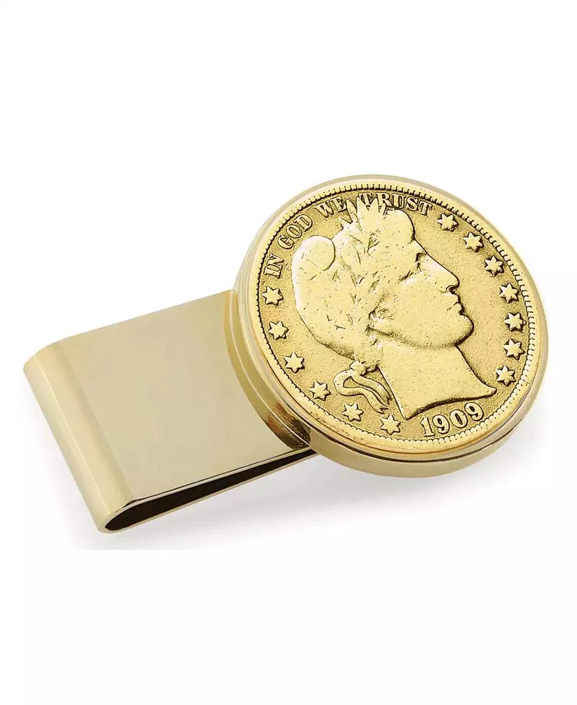 商品American Coin Treasures|Men's Gold-Layered Silver Barber Half Dollar Stainless Steel Coin Money Clip,价格¥673,第1张图片