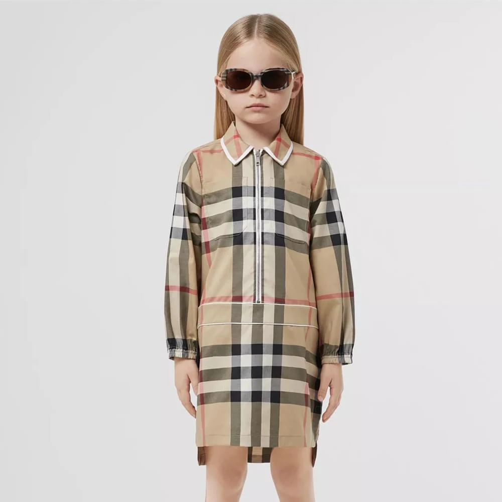 商品Burberry|Beige Check Long Sleeve Callie Dress,价格¥1640,第4张图片详细描述