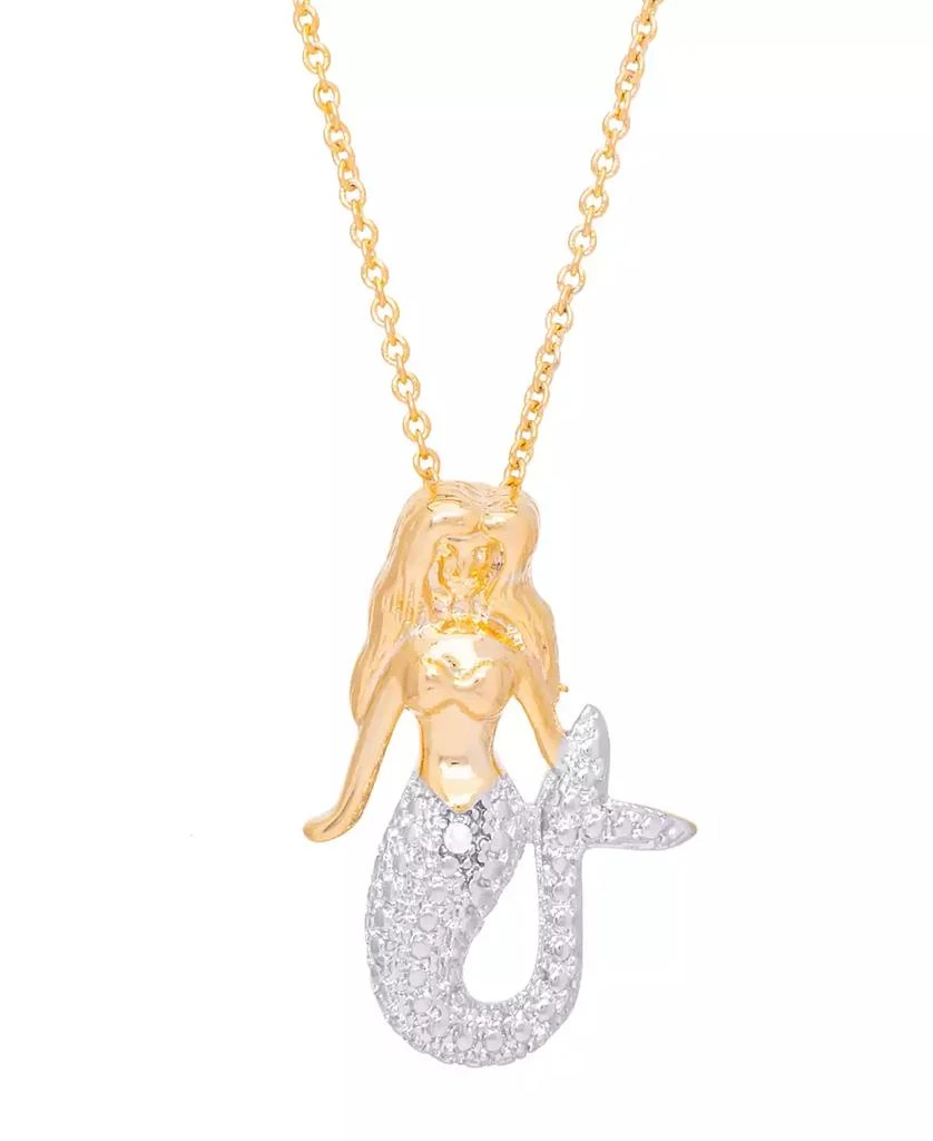 商品Macy's|Diamond Accent Mermaid Pendant 18" Necklace in Gold Plate,价格¥160,第1张图片