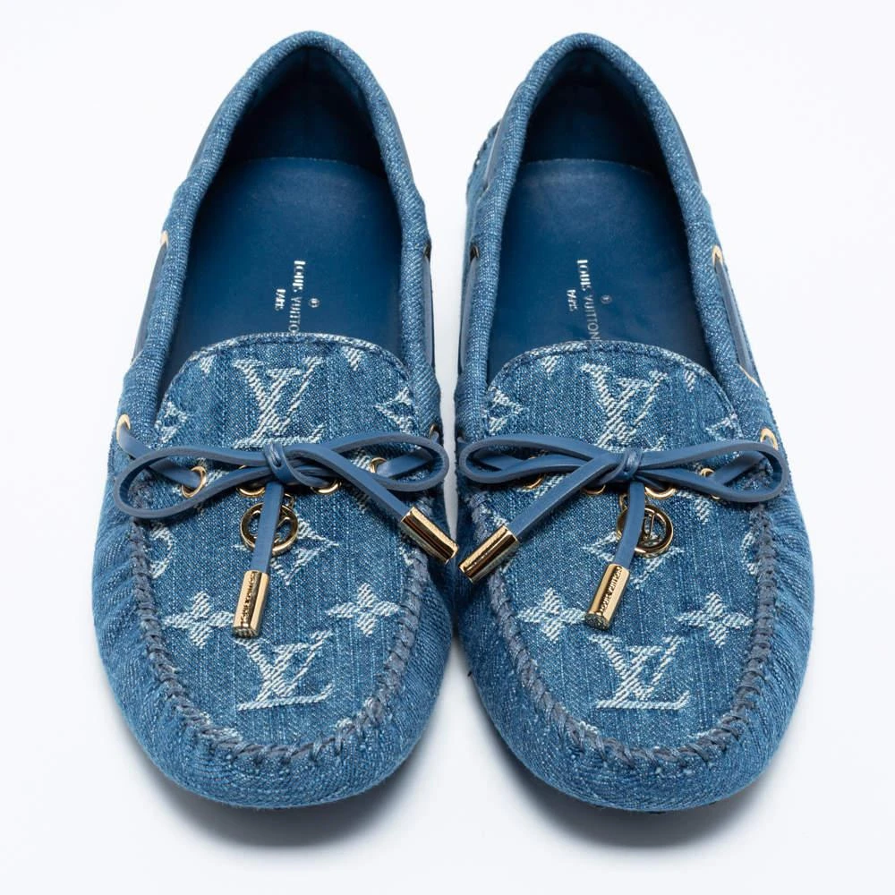 商品[二手商品] Louis Vuitton|Louis Vuitton Blue Monogram Denim Gloria Loafers Size 36.5,价格¥4965,第3张图片详细描述