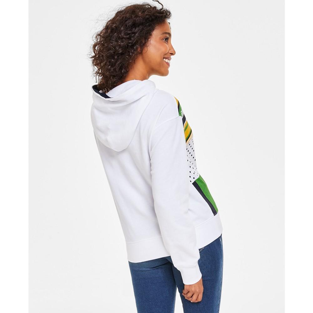 商品Tommy Hilfiger|Women's Patchwork-Print Hooded Sweatshirt,价格¥553,第4张图片详细描述