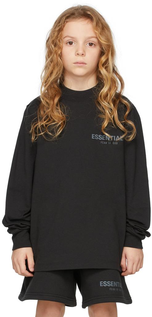Kids Black Jersey Long Sleeve T-Shirt商品第2张图片规格展示