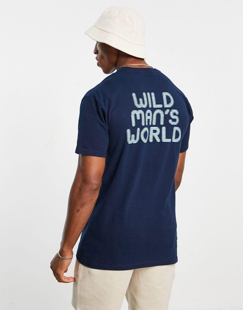 HUF wild world print t-shirt in navy商品第1张图片规格展示