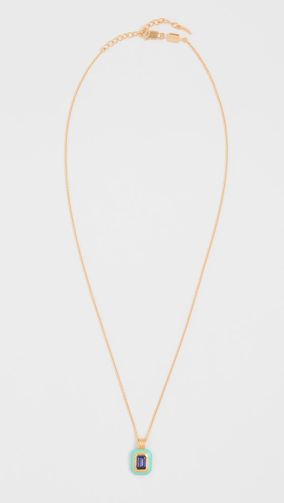 商品Missoma|Missoma Turquoise Stone and Enamel Pendant Necklace,价格¥1151,第6张图片详细描述