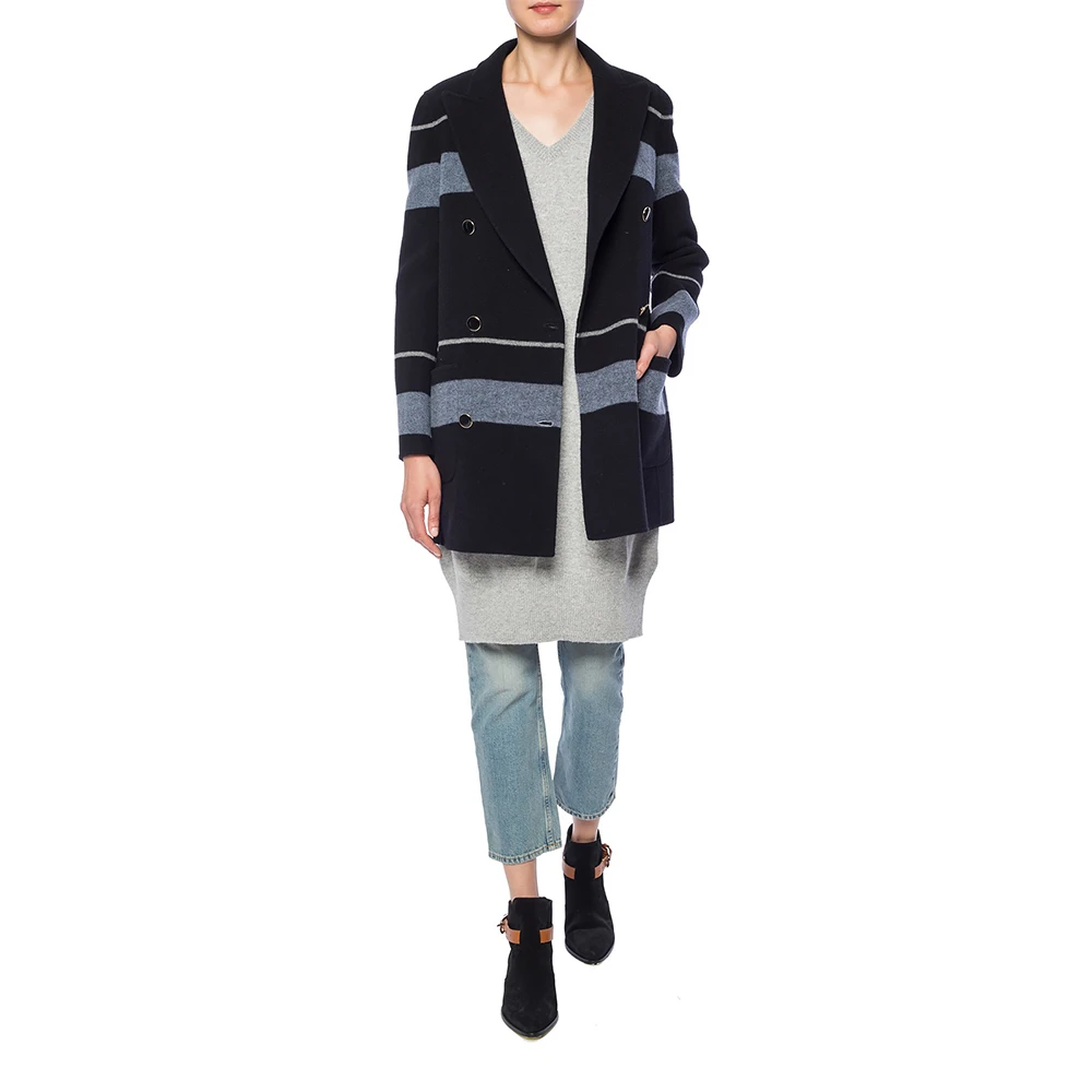 EMPORIO ARMANI 女士条纹羊毛大衣 1NL37T-19939-099 商品