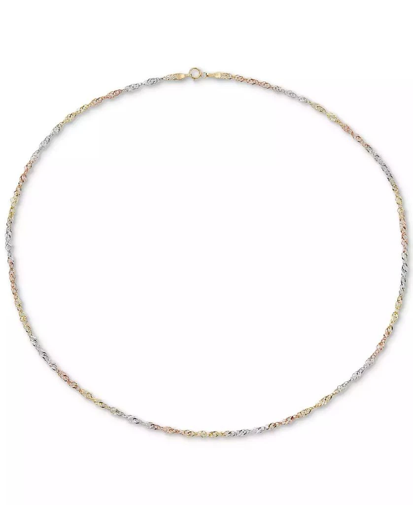 商品Macy's|18" Tri-Color Singapore Chain Necklace (2-5/8mm) in 14k Gold, White Gold & Rose Gold,价格¥1683,第2张图片详细描述