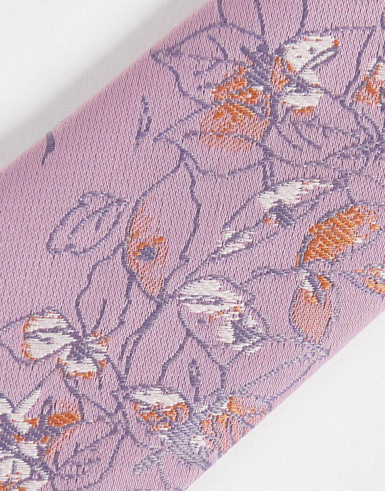 ASOS DESIGN slim tie in pale pink floral商品第2张图片规格展示