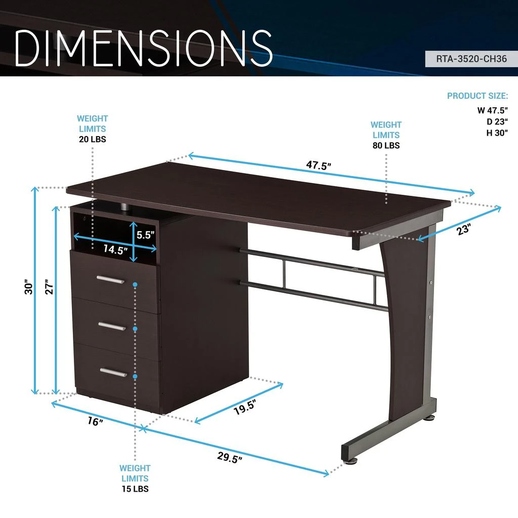 商品Streamdale Furniture|Streamdale Computer Desk With Ample Storage,价格¥3270,第4张图片详细描述