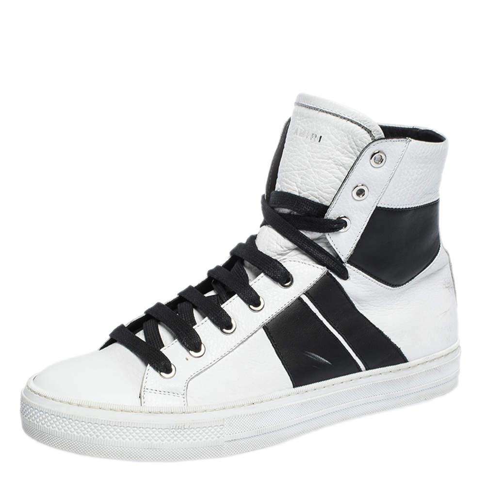 Amiri Black/White Leather Sunset Lace High Top Sneakers Size 42商品第1张图片规格展示