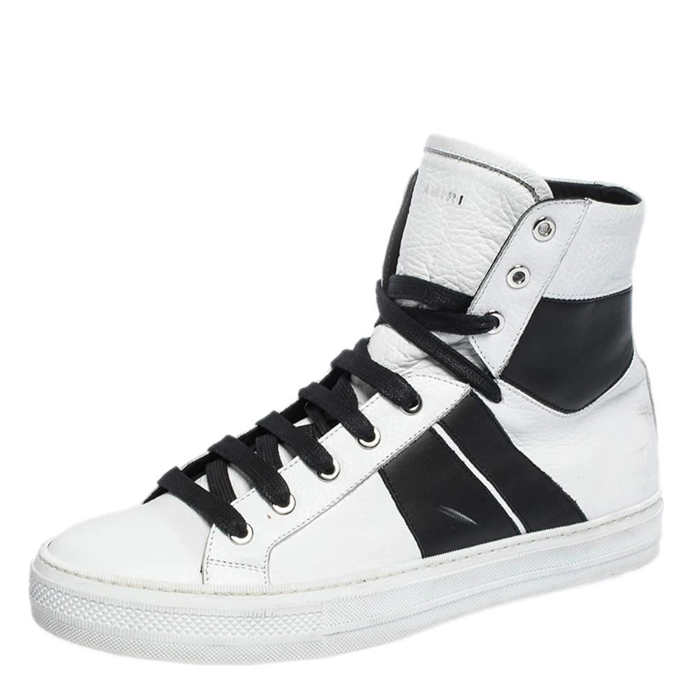 商品[二手商品] AMIRI|Amiri Black/White Leather Sunset Lace High Top Sneakers Size 42,价格¥1432,第1张图片