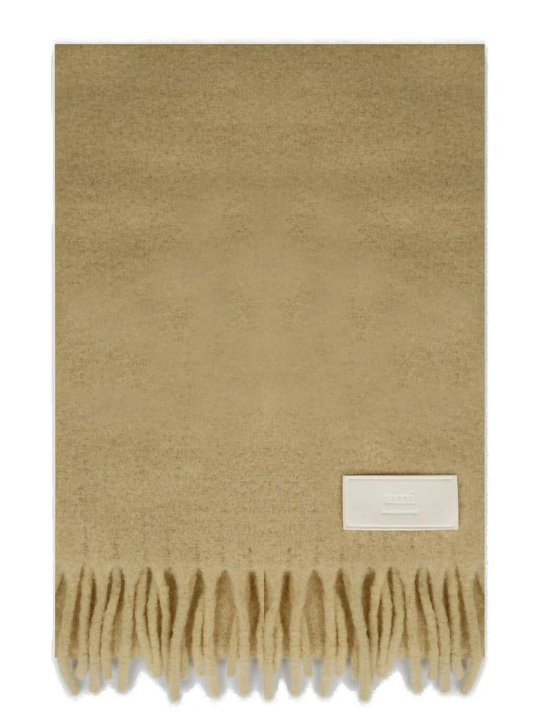 商品AMI|AMI Paris Logo Patch Fringed Edge Scarf,价格¥1887,第1张图片