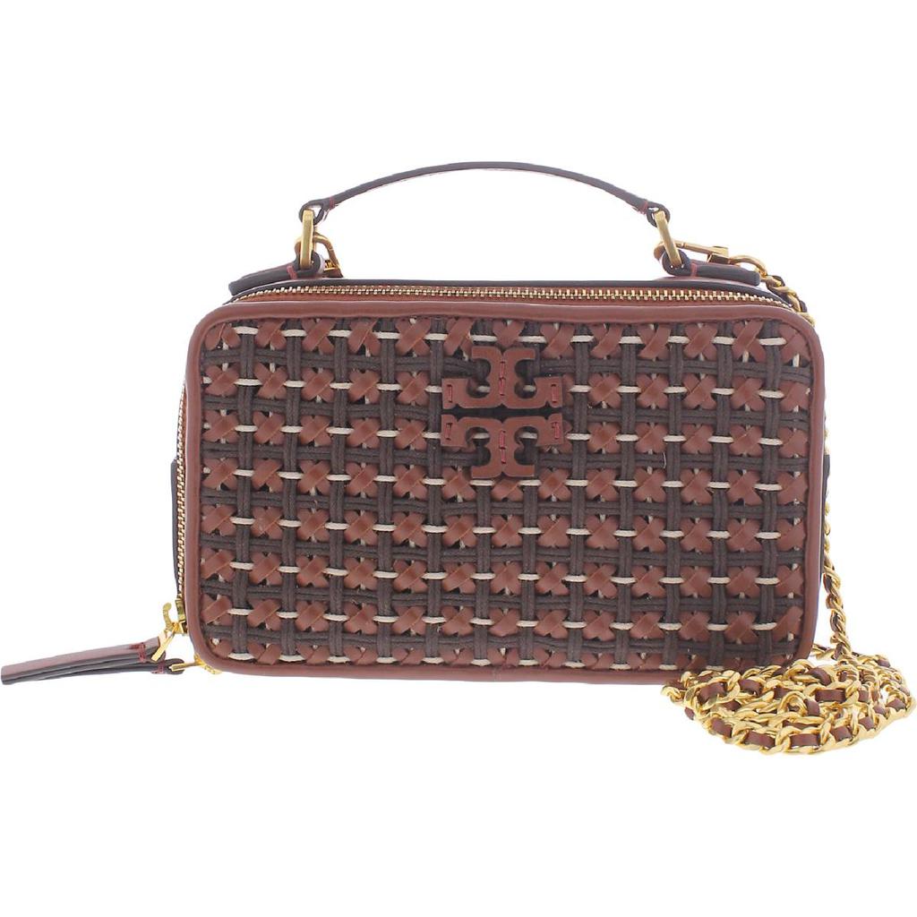 Tory Burch Womens Britten Leather Woven Demi Handbag商品第1张图片规格展示