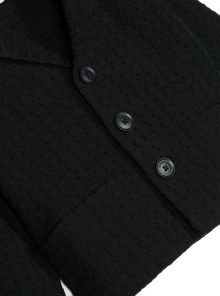 商品Emporio Armani|Emporio Armani Black Single-breasted Knit Jacket In Cotton Blend Baby,价格¥1199,第3张图片详细描述