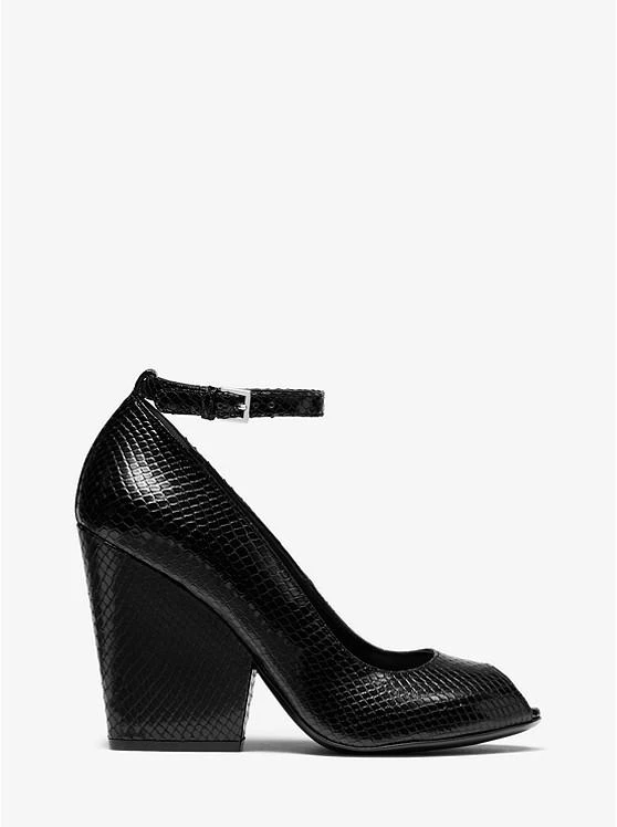 商品Michael Kors|Julianne Python-Embossed Leather Peep-Toe Pump,价格¥1638,第2张图片详细描述