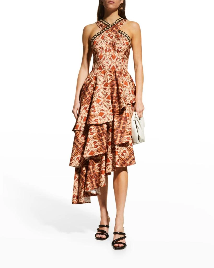 商品Autumn Adeigbo|Signy Abstract Printed Tiered Crisscross Midi Dress,价格¥3387,第3张图片详细描述