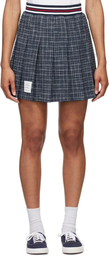 商品Thom Browne|Blue Tweed Small Hairline Check Miniskirt,价格¥3273,第1张图片