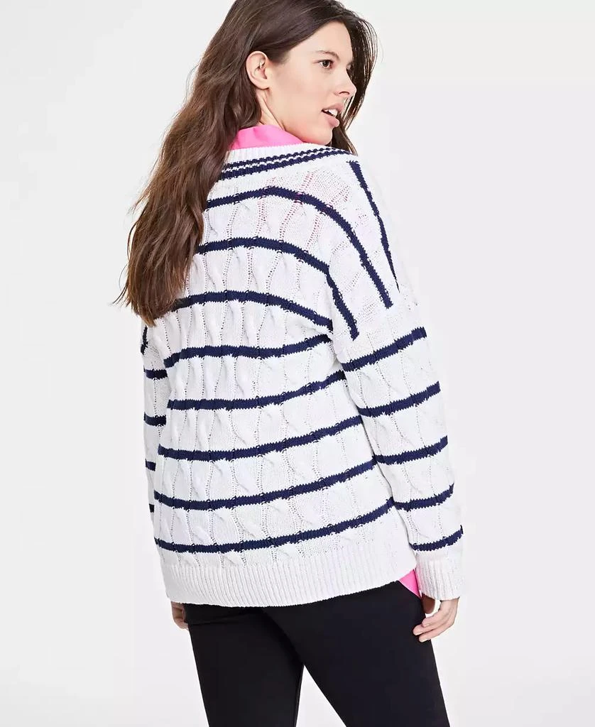 商品On 34th|Women's V-Neck Cable-Knit Rugby Sweater, Created for Macy's,价格¥156,第2张图片详细描述