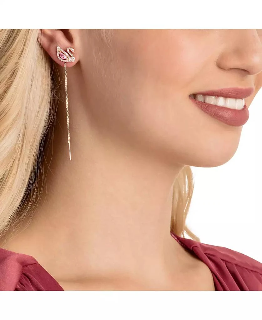 商品Swarovski|Rose Gold-Tone Crystal Swan & Removable Chain Drop Earrings,价格¥1188,第5张图片详细描述
