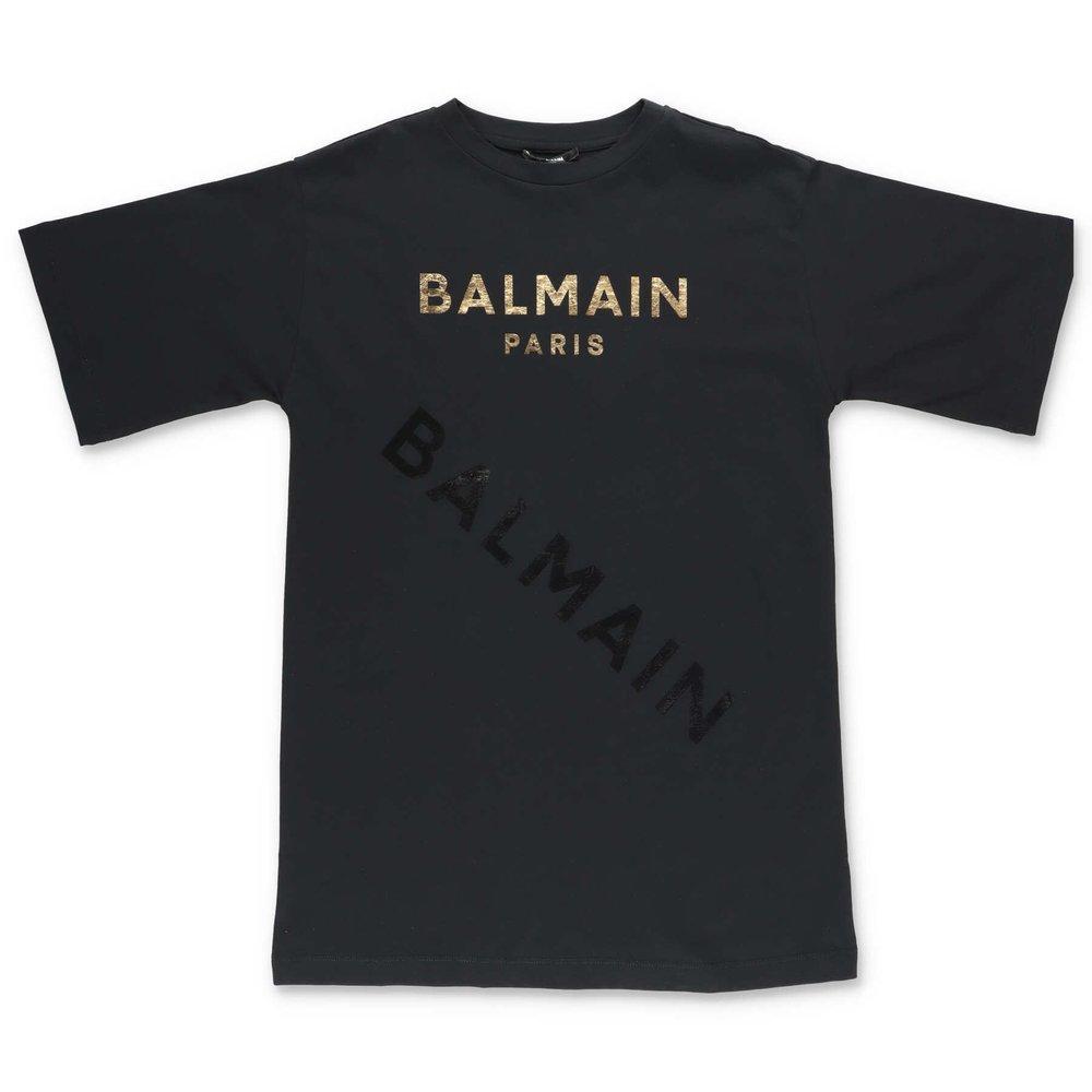 Balmain Kids Logo Printed Crewneck T-Shirt商品第1张图片规格展示