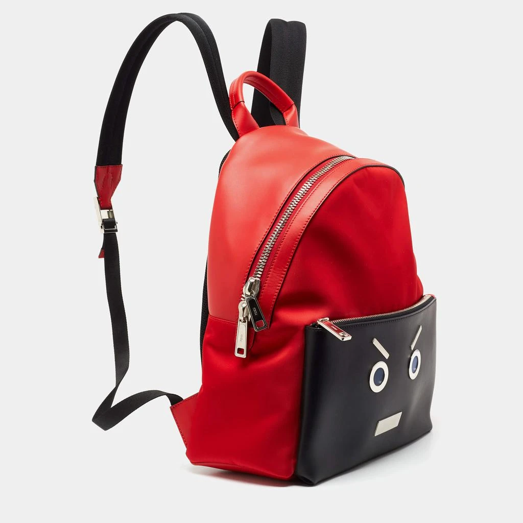 商品[二手商品] Fendi|Fendi Red/Black Nylon and Leather Face No Words Emoticon Backpack,价格¥5074,第3张图片详细描述