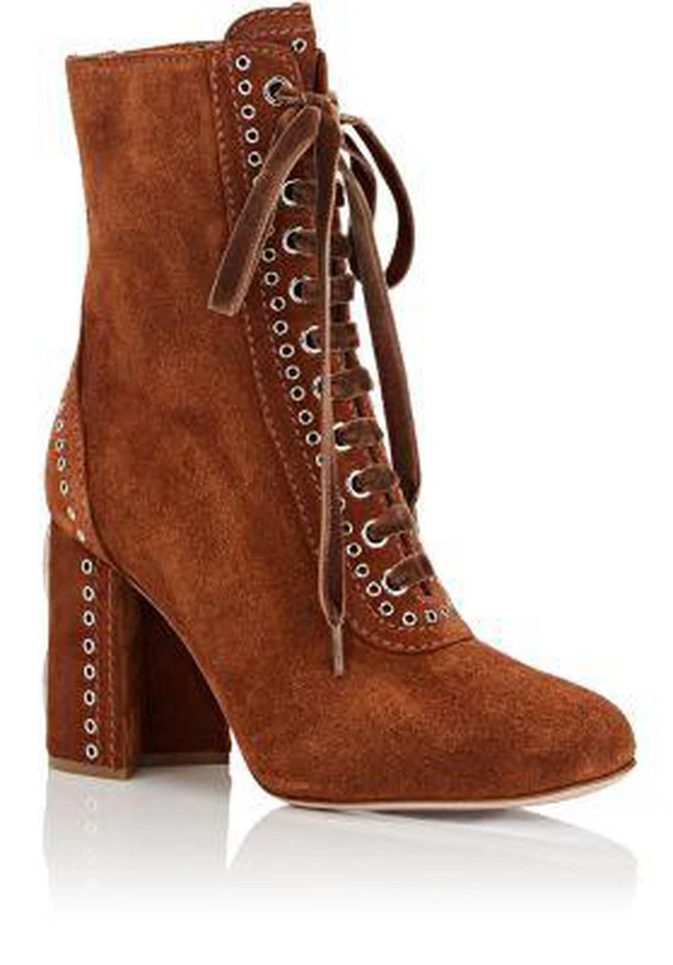 商品Miu Miu|Grommet-Embellished Suede Ankle Boots,价格¥4231,第2张图片详细描述