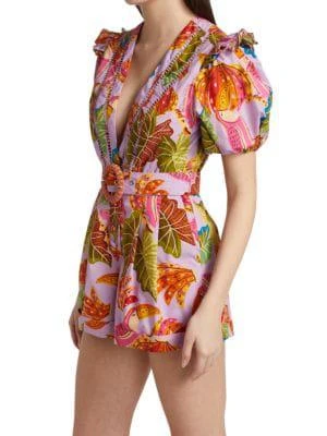 商品Farm Rio|Beaks & Bananas Ruffle Belted Romper,价格¥791,第3张图片详细描述