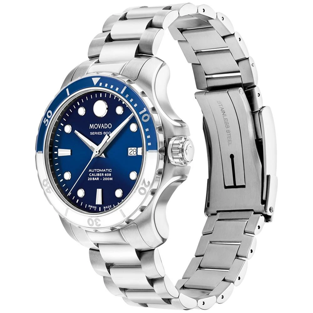 商品Movado|Series 800 Men's Swiss Automatic Silver-Tone Stainless Steel Bracelet Watch 42mm,价格¥12064,第2张图片详细描述