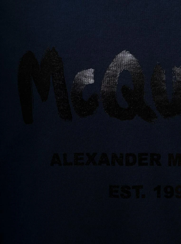 商品Alexander McQueen|Blue Fleece Cotton Sweatshirt With Tone-on-tone Logo Print On The Front Alexander Mcqueen Man,价格¥3406,第3张图片详细描述