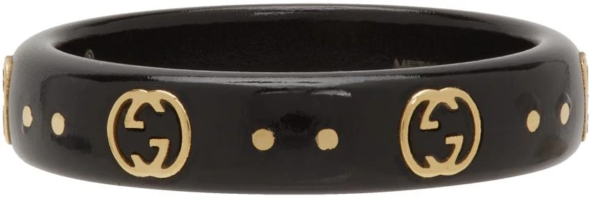 商品Gucci|Black & Gold Interlocking G Icon Ring,价格¥5890,第5张图片详细描述