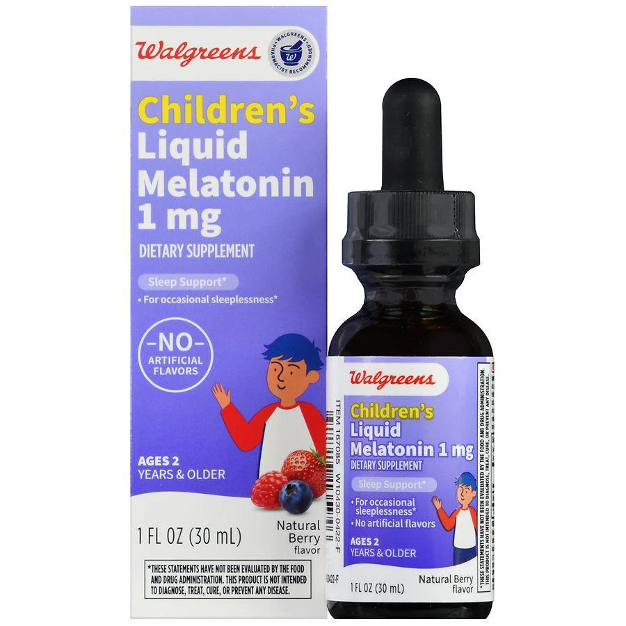 商品Walgreens|Children's Liquid Melatonin 1 mg Natural Berry,价格¥83,第1张图片