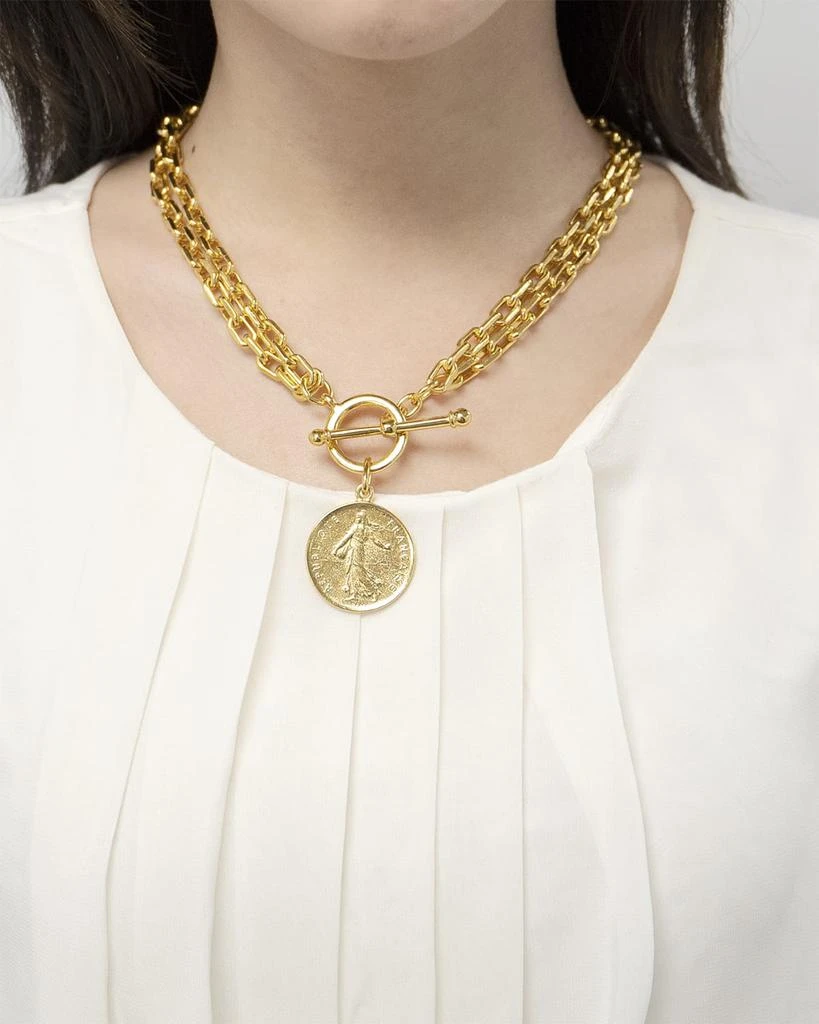 商品BEN-AMUN|24k Gold Electroplate 2-Row Chain Necklace with Coin Pendant,价格¥1521,第2张图片详细描述