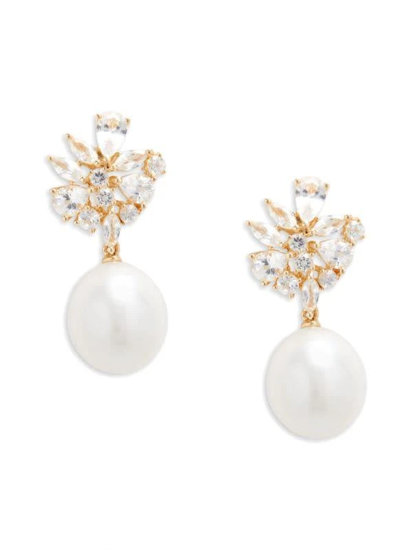 商品Effy|​14K Yellow Gold, 9MM Pearl & Sapphire Drop Earrings,价格¥8012,第1张图片